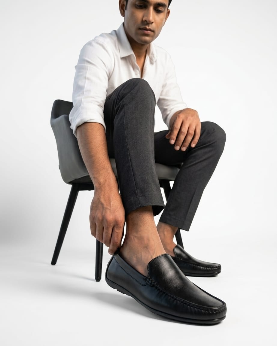 Premium Black Leather Loafers for Men – Stylish & Comfortable | Wear Vantore