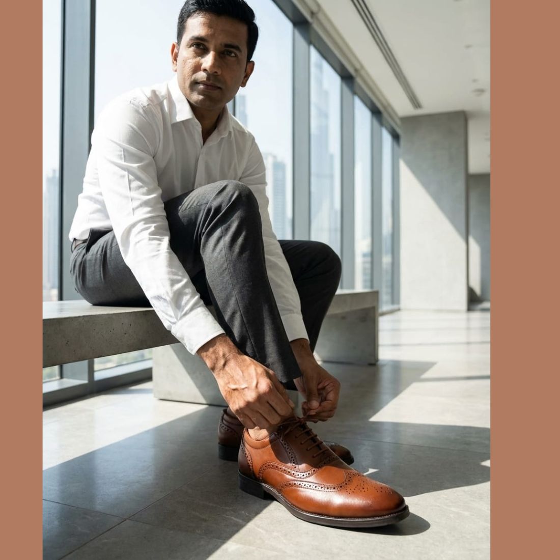 Vantore Premium Tan colour  Oxford Brogue Shoes for Men