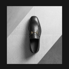 Vantore Men’s Black Horsebit Loafers – Luxury Slip-On Formal Shoes