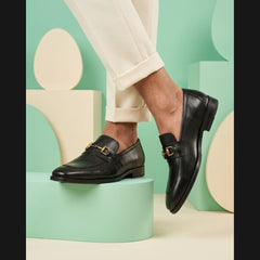 Vantore Men’s Black Horsebit Loafers – Luxury Slip-On Formal Shoes