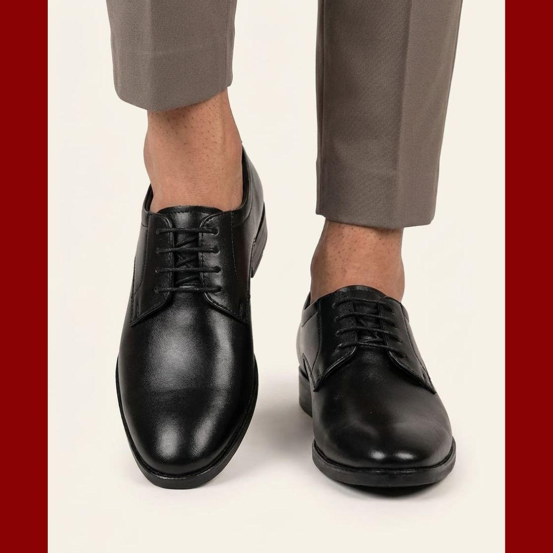 Vantore Classic Black Derby Shoes – Plain Toe Formal Lace-Up